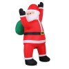 xmas inf santa climb 6ft 202508111552 00.jpg Inflatable Santa Claus Christmas decoration with green sack.