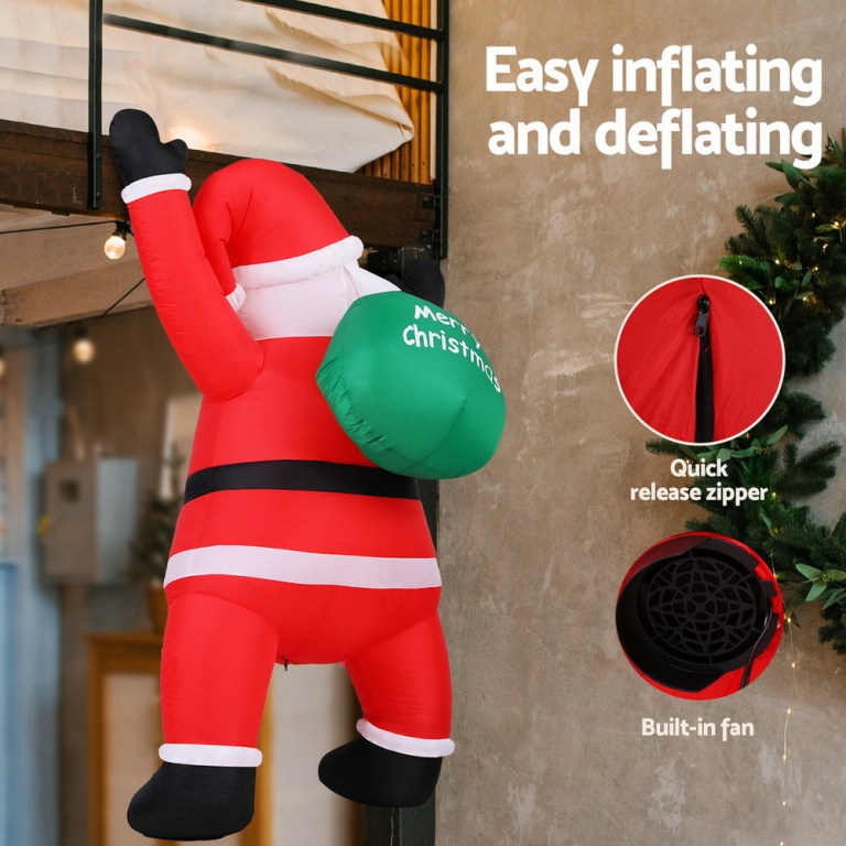 Inflatable Santa with quick zipper and fan.