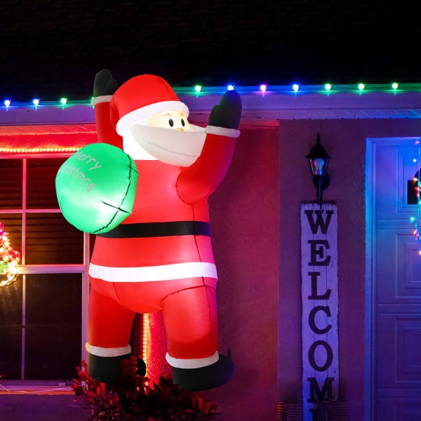 jingle jollys christmas inflatable santa climbing led illuminated decorations 1.9m Inflatable Santa decoration with Christmas lights.