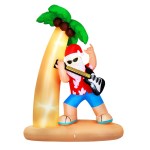 jingle jollys christmas inflatable santa guitar 2.1m led illuminated decorations Inflatable Santa playing guitar by palm tree
