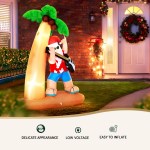 jingle jollys christmas inflatable santa guitar 2.1m led illuminated decorations Inflatable Santa with guitar and palm tree decoration.