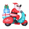 jingle jollys christmas inflatable santa motorbike led illuminated decorations Inflatable Santa on scooter with three gift boxes.