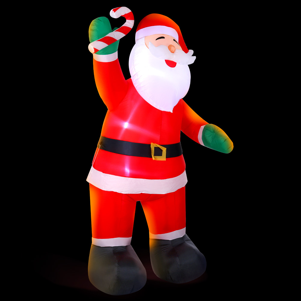 xmas inf smilsan 10ft 00.jpg Inflatable Santa Claus holding candy cane.