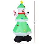 Inflatable snowman in Christmas tree costume, 275cm tall.