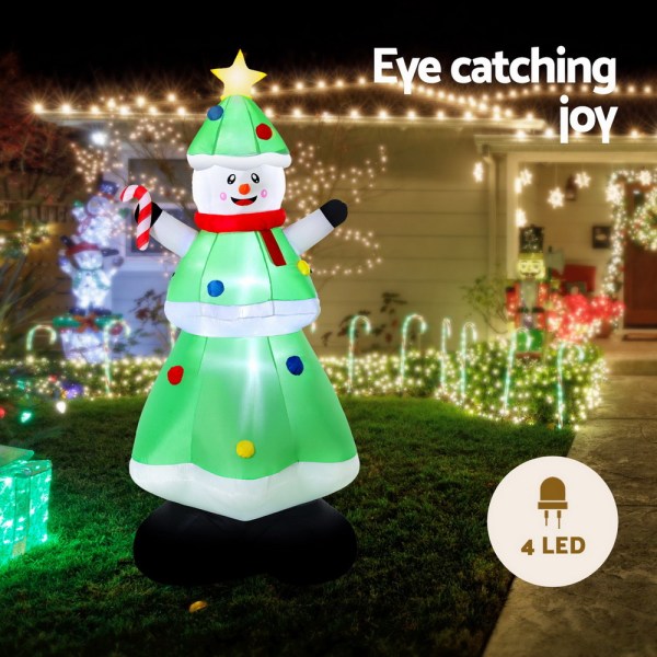 jingle jollys christmas inflatable snowman tree 2.75m height led decorations illuminated Inflatable snowman with LED lights in yard