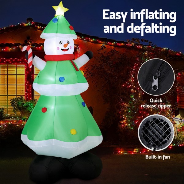 jingle jollys christmas inflatable snowman tree 2.75m height led decorations illuminated Inflatable Christmas snowman decoration with lights.