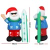 jingle jollys christmas inflatable santa 1.6m illuminated decorations Inflatable Santa with surfboard, dimensions shown.