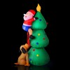 xmas inf tree 6ft 14171 00.jpg Inflatable Santa climbing Christmas tree with dog.