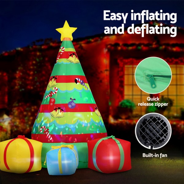 jingle jollys christmas inflatable gift tree 2.2m height flashing light decorations illuminated Inflatable Christmas tree with presents, easy setup