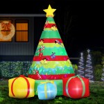 Inflatable Christmas tree with gifts, night decoration.