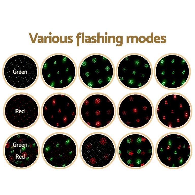 Various flashing light modes in red and green.