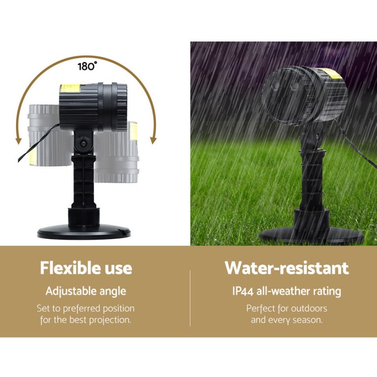 Adjustable outdoor projector, flexible and water-resistant.