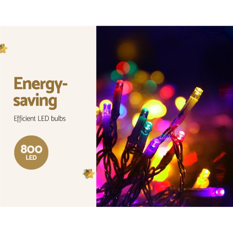 20m christmas lights icicle light 800 led multi coloured jingle jollys Multicoloured energy-saving LED bulbs, 800 count.