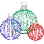 jingle jollys christmas lights 320 led fairy light 3pcs ball decorations set Colourful wireframe Christmas baubles with lights.