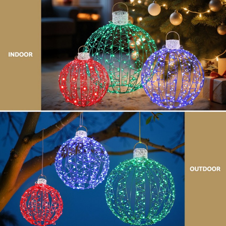 jingle jollys christmas lights 320 led fairy light 3pcs ball decorations set Indoor and outdoor LED Christmas ball decorations.