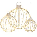 jingle jollys christmas lights 320 led fairy light 3pcs ball decorations set Three modern wire lanterns with LED lights