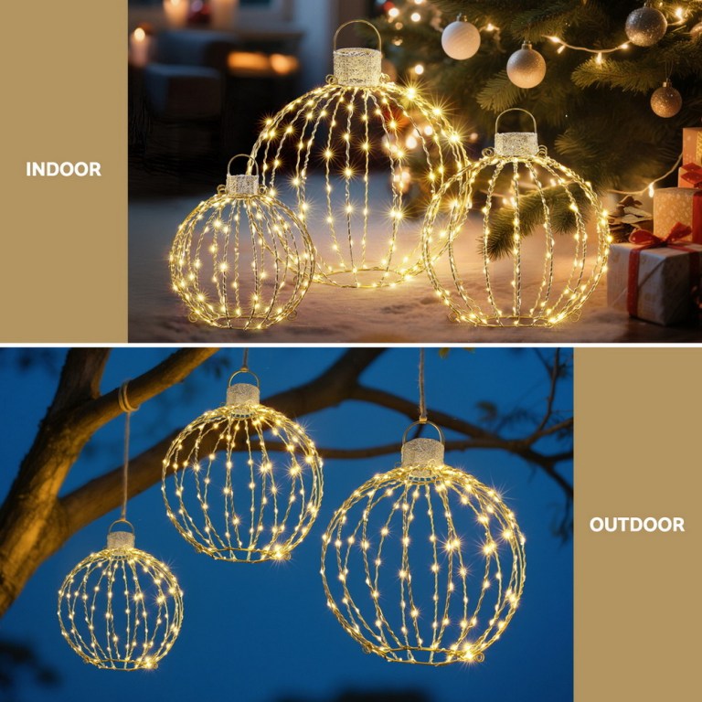 jingle jollys christmas lights 320 led fairy light 3pcs ball decorations set Indoor and outdoor decorative sphere lights.