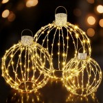 jingle jollys christmas lights 320 led fairy light 3pcs ball decorations set Glowing wire spherical lanterns with warm lights.