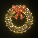 xmas mot d wreath gd 194995 00.jpg Illuminated festive wreath with red bow, Christmas decoration