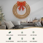 0.6m christmas lights 160 led motif solar wreath xmas decorations jingle jollys Christmas living room with wreath and decorations.