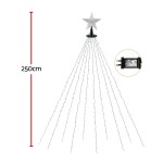 jingle jollys 2.5m christmas lights waterfall string light 300 led star topper 250cm star-top Christmas tree lights with adapter.