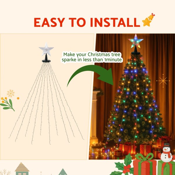 Easy Christmas tree setup with colourful lights.