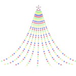 Colourful Christmas tree lights arranged in star shape.