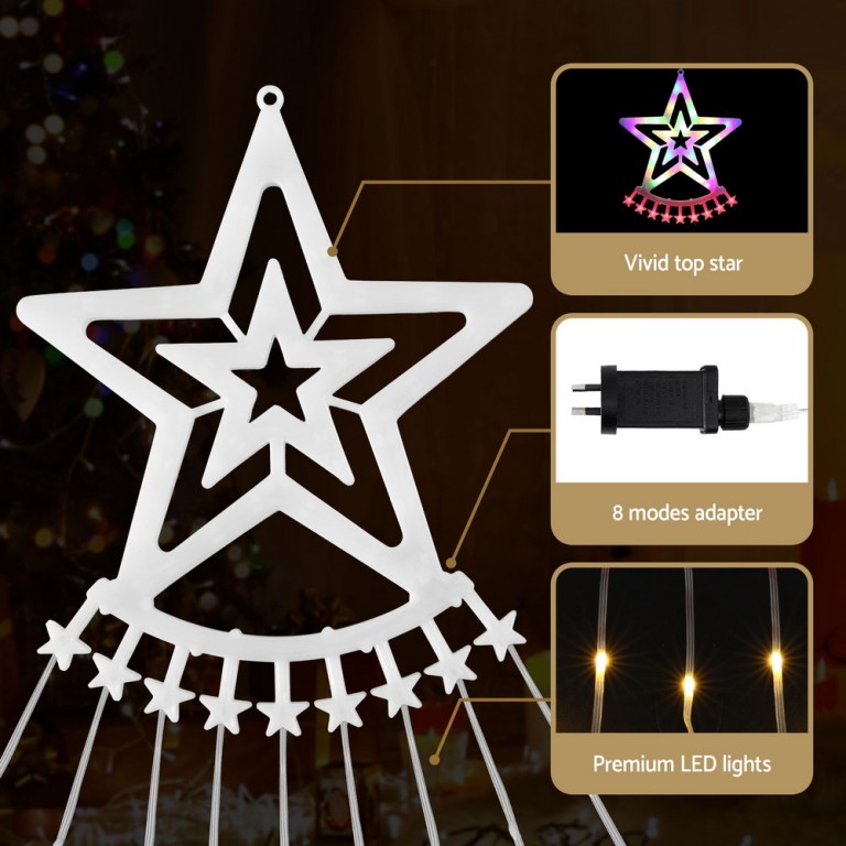 Christmas star with LED lights and adapter.
