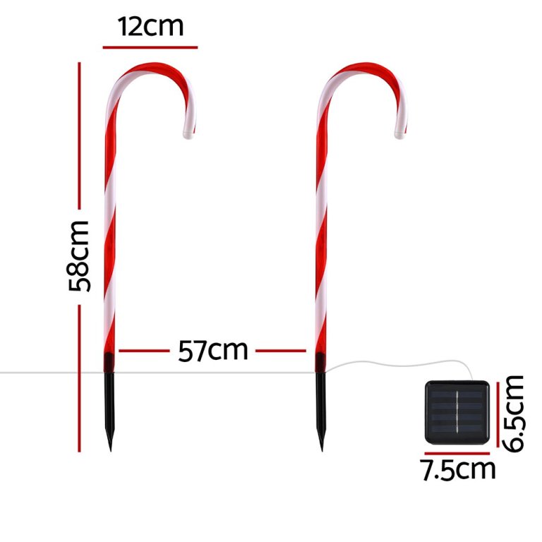 42 led 6 pcs christmas lights path ground light garden decorations jingle jollys Solar candy cane lights dimensions shown