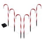 42 led 6 pcs christmas lights path ground light garden decorations jingle jollys Solar-powered candy cane garden lights