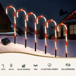 42 led 6 pcs christmas lights path ground light garden decorations jingle jollys Solar-powered candy cane lights in snowy yard