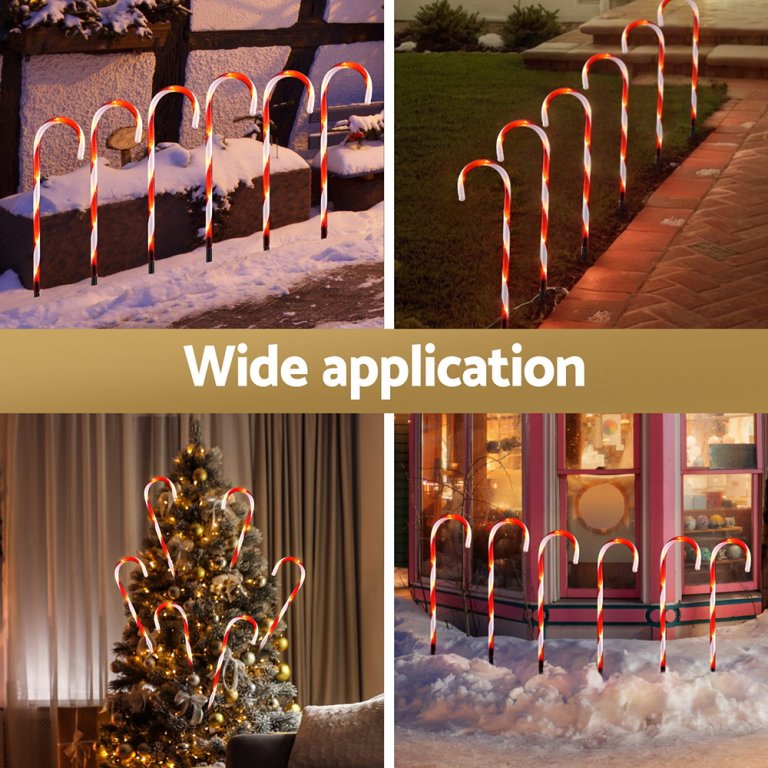 42 led 6 pcs christmas lights path ground light garden decorations jingle jollys Outdoor and indoor Christmas candy cane lights display.