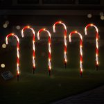 42 led 6 pcs christmas lights path ground light garden decorations jingle jollys Solar-powered illuminated candy cane pathway lights