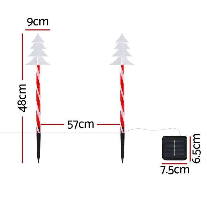 Christmas solar lights with measurements diagram.