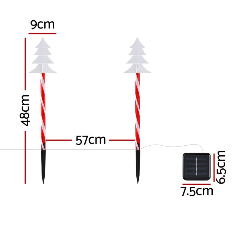 Christmas solar lights with measurements diagram.