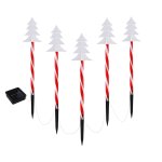 Solar Christmas candy cane garden lights display.