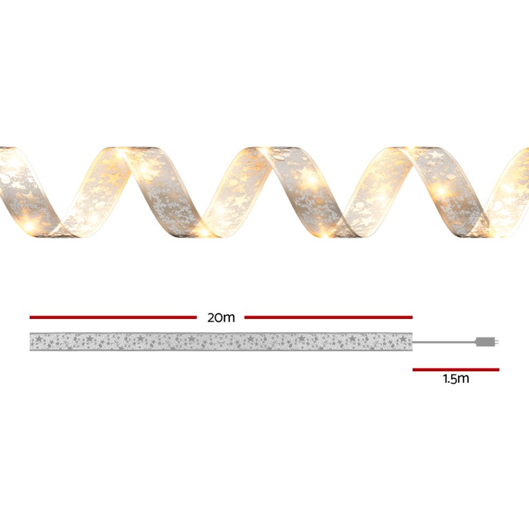 Decorative LED ribbon lights, 20m length, floral pattern