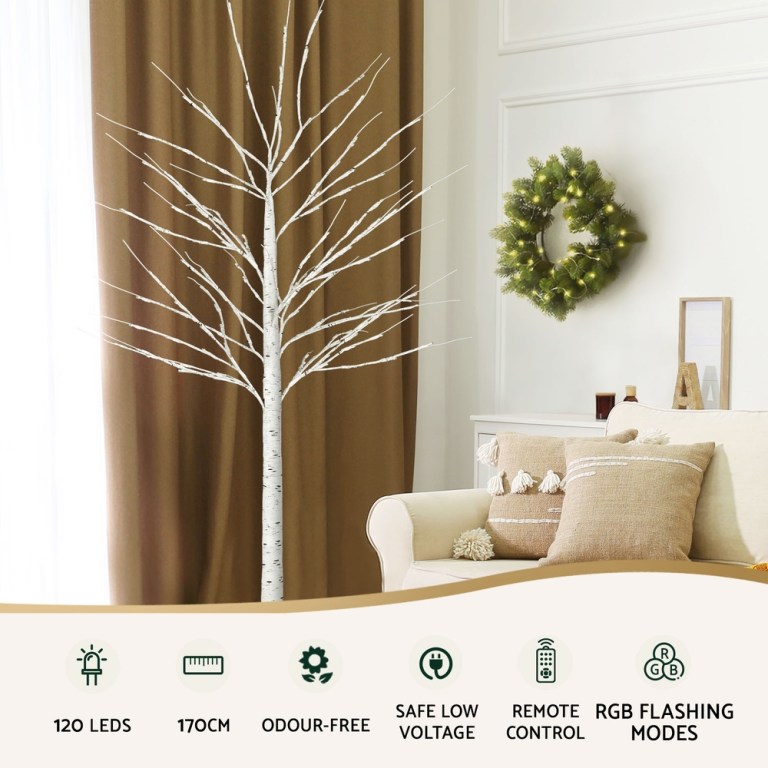 1.7m christmas tree 120 rgb led lights jingle jollys LED tree with lights and festive decor.