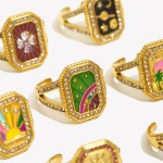 Belle Colorful Enamel Cuff Ring – 18K Gold Plated Stainless Steel 5
