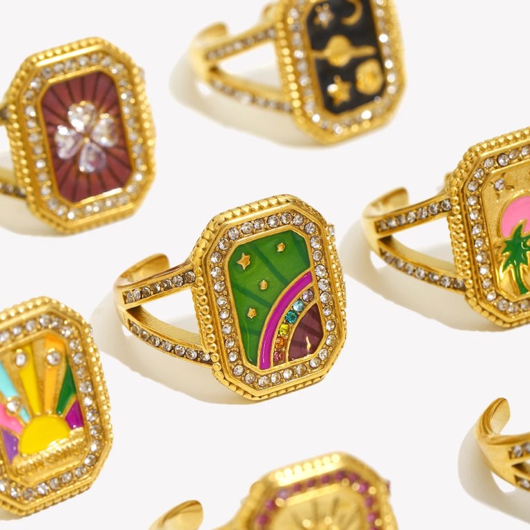 Belle Colorful Enamel Cuff Ring – 18K Gold Plated Stainless Steel 5