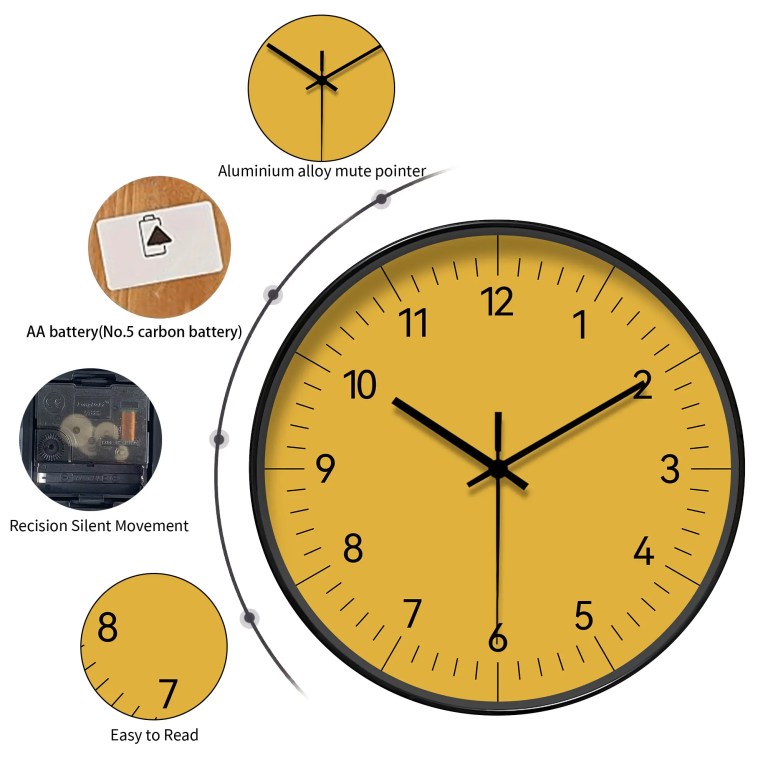 round minimalist yellow wall clock Round Minimalist Yellow Wall Clock 2