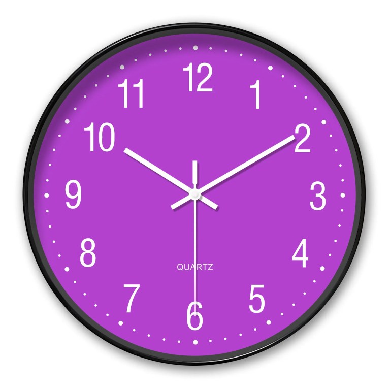 Round Minimalist Purple Wall Clock