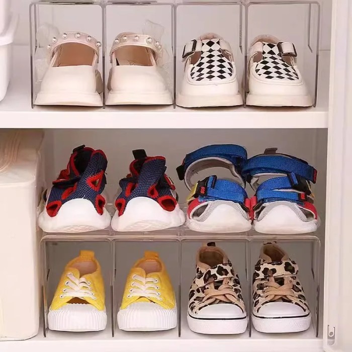 Kids’ Acrylic Shoe Rack – Clear 4-Compartment Baby Shoe Organizer for Home