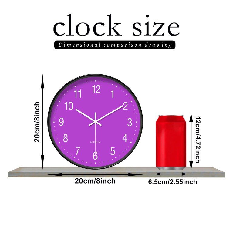 Round Minimalist Purple Wall Clock 4