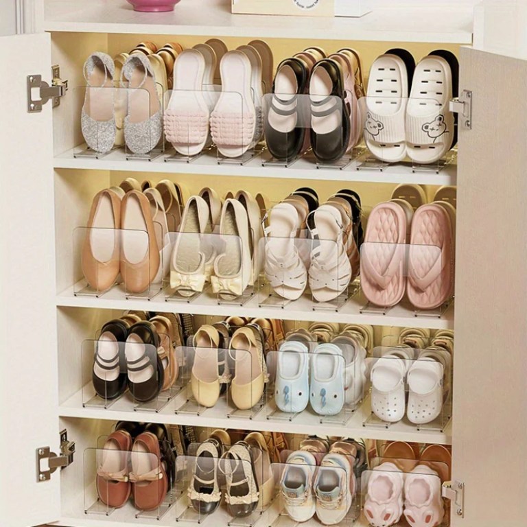 stackable transparent shoe rack – 4 section storage organizer (single/2 pack) Stackable Transparent Shoe Rack – 4-Section Storage Organizer (Single/2 Pack) 4