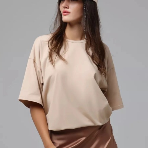 women’s oversized casual t shirt – round neck, short sleeve minimalist top Women’s Oversized Casual T-Shirt – Round Neck, Short Sleeve Minimalist Top