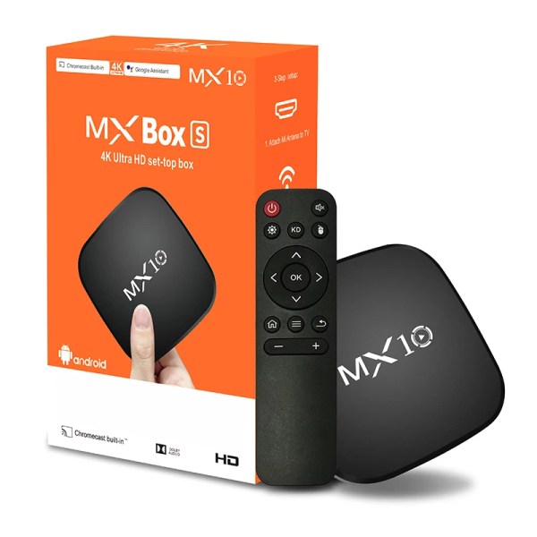 MX10 Smart TV Box – Quad Core 4K Android, 2.4G WiFi, Mini Set-Top (1GB+8GB)