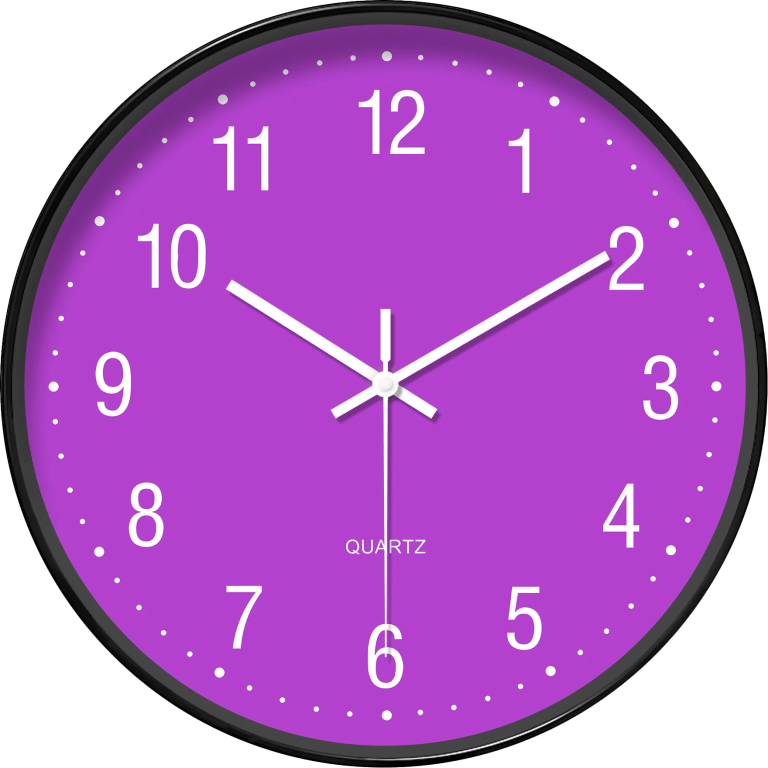 Round Minimalist Purple Wall Clock 5
