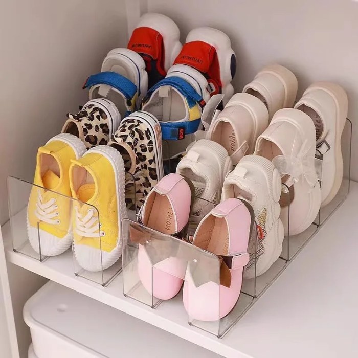 Kids’ Acrylic Shoe Rack – Clear 4-Compartment Baby Shoe Organizer for Home 1