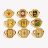 Belle Colorful Enamel Cuff Ring – 18K Gold Plated Stainless Steel 1